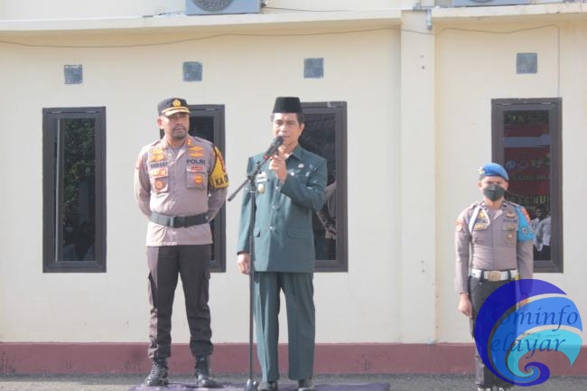 Wakil Bupati dan Kapolres, Pimpin Gelar Pasukan Ops Lilin 2022 di Mapolres Selayar
