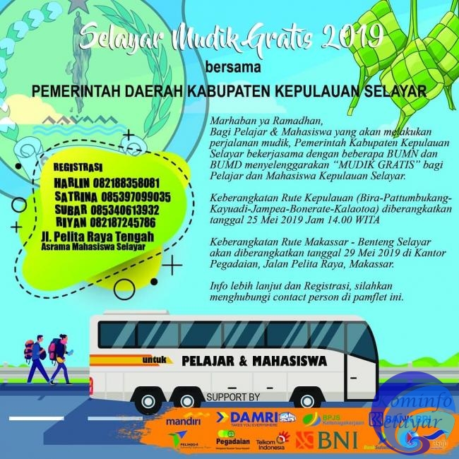 Kabar Gembira! Mudik ke Selayar, Mahasiswa dan Pelajar Gratis Hingga ke 5 Kecamatan Kepulauan
