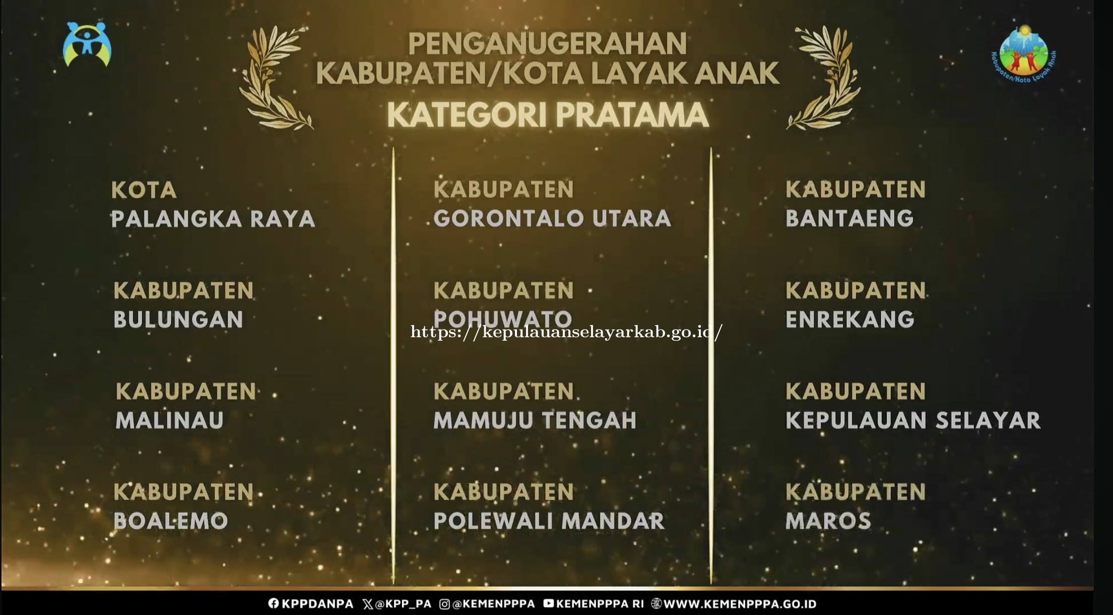 Kabupaten Kepulauan Selayar Raih Penghargaan Kabupaten Layak Anak Tahun 2025 Kategori Pratama