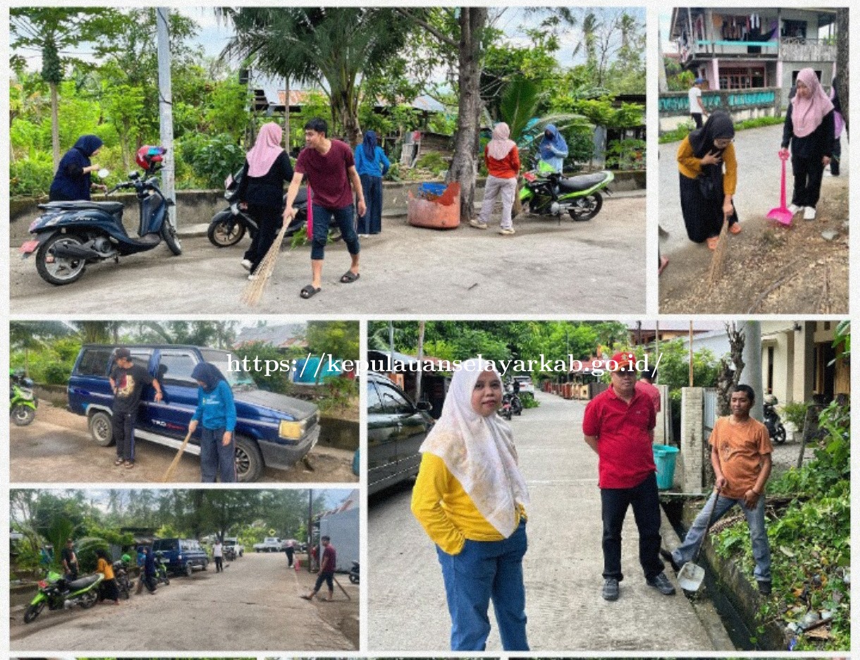 Meski Hari Libur, Jajaran Pegawai Pemkab Selayar Tetap Bahu Membahu Bersih Lingkungan